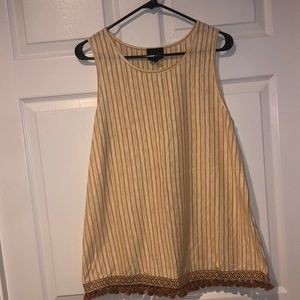Gently Worn Women’s W5 Yellow/White Stripe Sleeveless Top with Tassel Trim-L